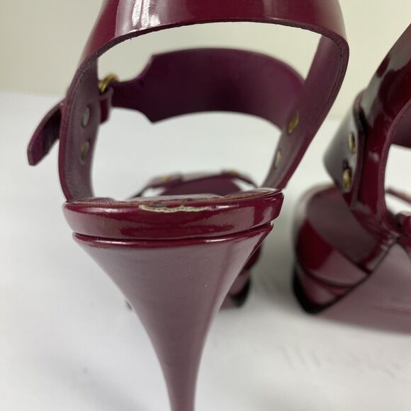 Yves Saint Laurent Tribute 75 Burgundy Patent Platform Heels Sz 40 US 10 Y2K VTG - Picture 8 of 13